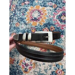 Allen Edmonds Black Imported Calfskin Leather Belt Size 44‎ Made in USA #36001